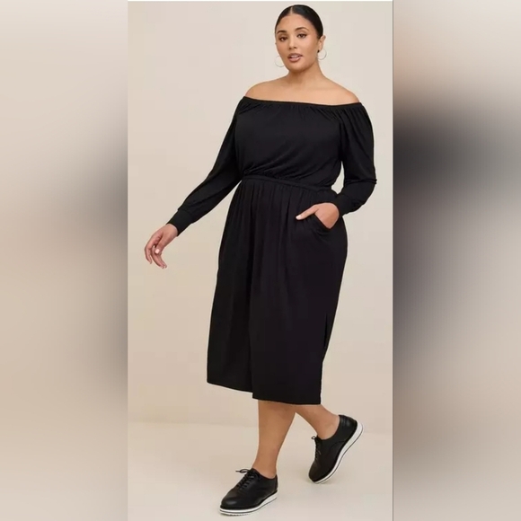 Torrid Midi Supersoft Slit Dress Black Size 3X 22-26 NWT - Picture 12 of 14